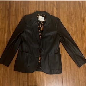 NWOT Anthropologie black leather blazer